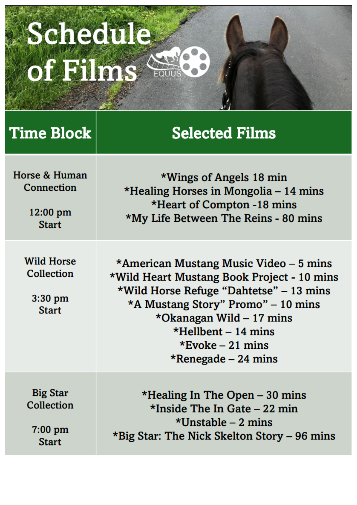 Equus Schedule